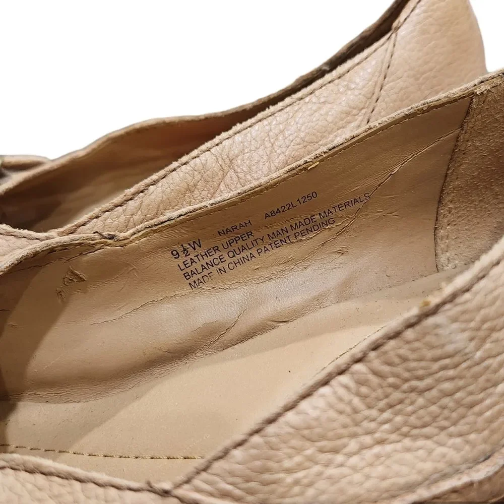 Naturalizer N5 Comfort Tan Cream Leather Soft Flexible Flat Size 9.5W